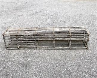 Antique fishing trap. Very sturdy. Distressed wood. Would make an awesome coffee table or even a light fixture. Beautiful piece, unusual. $135 Measures 6 feet x 15" square. 