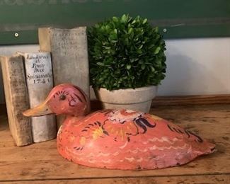 Antique hand painted French duck decoy. Great colors. All wood. $60