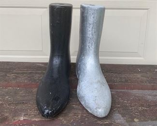 Pair of old metal boot molds. Heavy. Large for size. $15 set