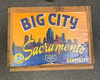 Vintage "Big City" fruit crate. Original label. Measures 12" x 9" x 20" $36