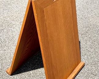 Vintage large wooden sign easel. Stands on its own. Oak. Folds flat for storage. Measures 29" x 20" $30