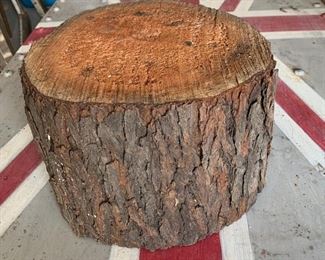Rustic tree trunk riser or candlestand. Measures 11" x 8." Heavy and solid. $15