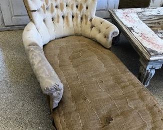 1800's antique French deconstructed flared back chaise $1,400.  Wear appropriate with age.  