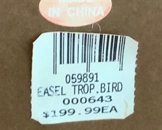 $45- Wrought Iron Tropical Bird Easel.
