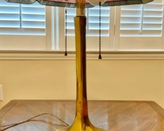$25- Stained Glass Brass Base Lamp.