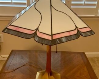 $25- Stained Glass Brass Base Lamp.