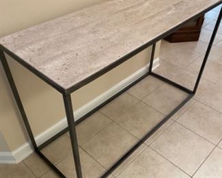 $125- Marble Top Console Table Metal Frame. 4ft’W x 18”D x 30”H