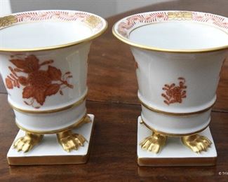 PAIR Small Herend "Chinese Bouquet" Footed Cachepots $160
3" round at widest part of lip, 3" tall. Excllent condition.