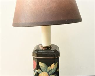 Small Tole Painted Metal Lamp $24