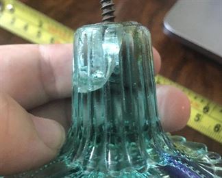 Single Aqua Sandwich glass tieback $8
2.75" Crack in glass.