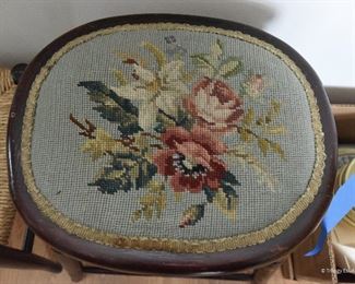 \Needlepoint Stool $30
Approximate footprint 16" x 16", seat height 30"