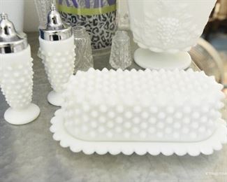 Hobnail Milkglass Butter Dish and S&P shakers $12