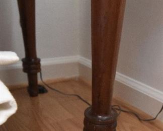 Cherry Drop Leaf Table $95
42" long, 17" wide, 11.75" drop leaves. Some sun fading, but rather even. Turned leg detail.
