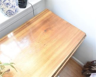 Cherry Drop Leaf Table $95
42" long, 17" wide, 11.75" drop leaves. Some sun fading, but rather even. Turned leg detail.