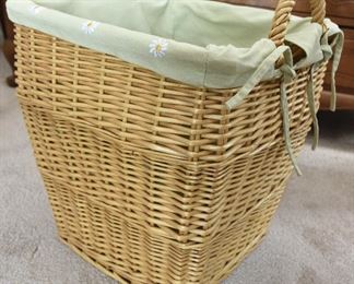 Lined Hamper-Size Wicker Basket $15
