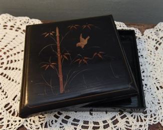 Black ebonized wood box $12
7" square, 1" thick