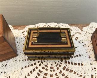 Mini Metal Cash Box $40
Made in England (no key). 4" x 2.5" x 2. Complete with bale on top
