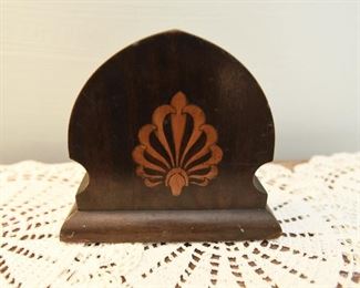 Inlaid wood decorative object $6
Big chip out of lower right corner. 7" wide, 6" tall, 2.5" deep