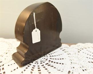Inlaid wood decorative object $6
Big chip out of lower right corner. 7" wide, 6" tall, 2.5" deep