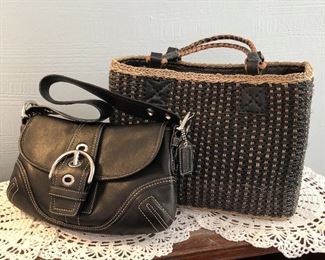 Small Black Leather Coach Bag $25
Woven Grass Bag SOLD
Both in excellent condition.
