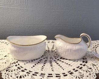 Hammersley Strawberry Basket-Weave Creamer and Open Sugar $10`