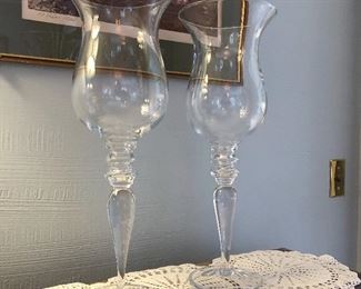 Pair large vases, candle holders 19" x 5.5" $25