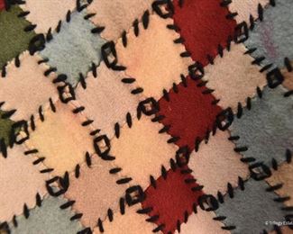 Wool squares quilt/throw, unfinished back. $35
All squares are whip stitched together. Approximately 60x40"