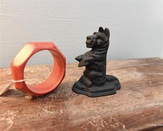 Vintage Wood Red Bangle Bracelet $8
Small Cast Iron Scottie Dog SOLD
