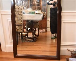 Mahogany Carved Shell Mirror $45