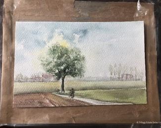 Small Watercolor $8
Person on bicycle under tree