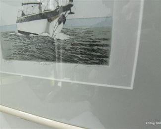 Frank Kaczmarek hand colored etching $45 approximately 10 x 16