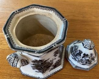Small Lidded Pot $10 some chips on inside lid, and base