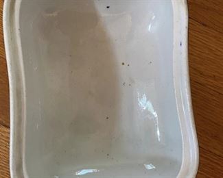 Blue and white serving bowl with missing lid $15 Would make a lovely planter