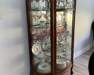 antique bowfront display cabinet 