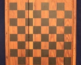 Lot# 2315 - Antique Wood Chess/Checkers 