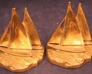 Lot# 2346 - Brass Sailboat Bookends