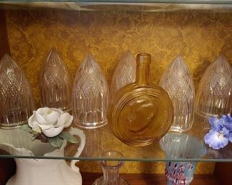 tall crystal lamp shades. wheaton bottle. avon capiodimonte flowers