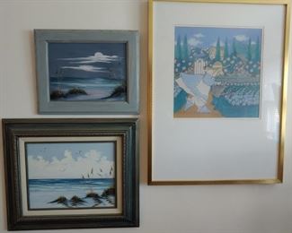oil paintings of south surf and nice print.