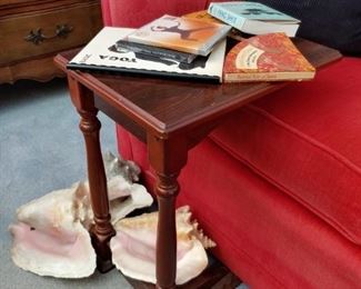 conch shells, fun reading, a nice small table.