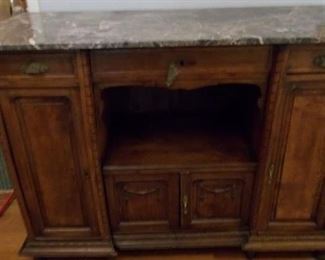 Marble top antique buffet
