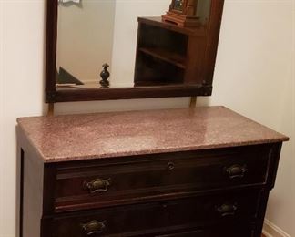 Atq Walnut MarbleTop Dresser