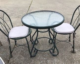 Metal Glass Patio Table wChairs