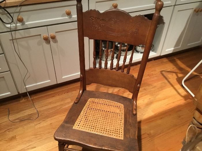Set of antique pressed wood chairs