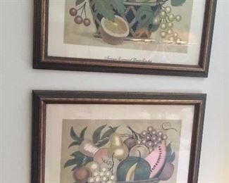 Pair vintage fruit prints