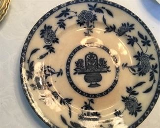 Antique blue and white plate