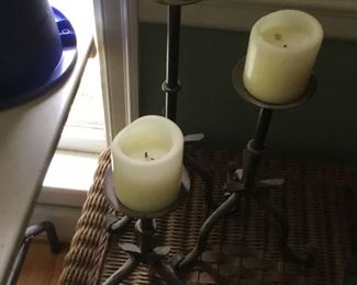 Set of wrought iron candlesticks