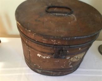 Antique English tin hat box