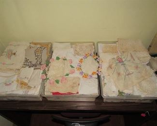 Large selection of vintage linens