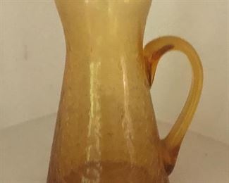 Crackled glass pitcher