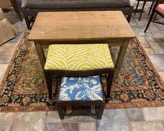 Rugs, ottomans, benches, coffee tables.